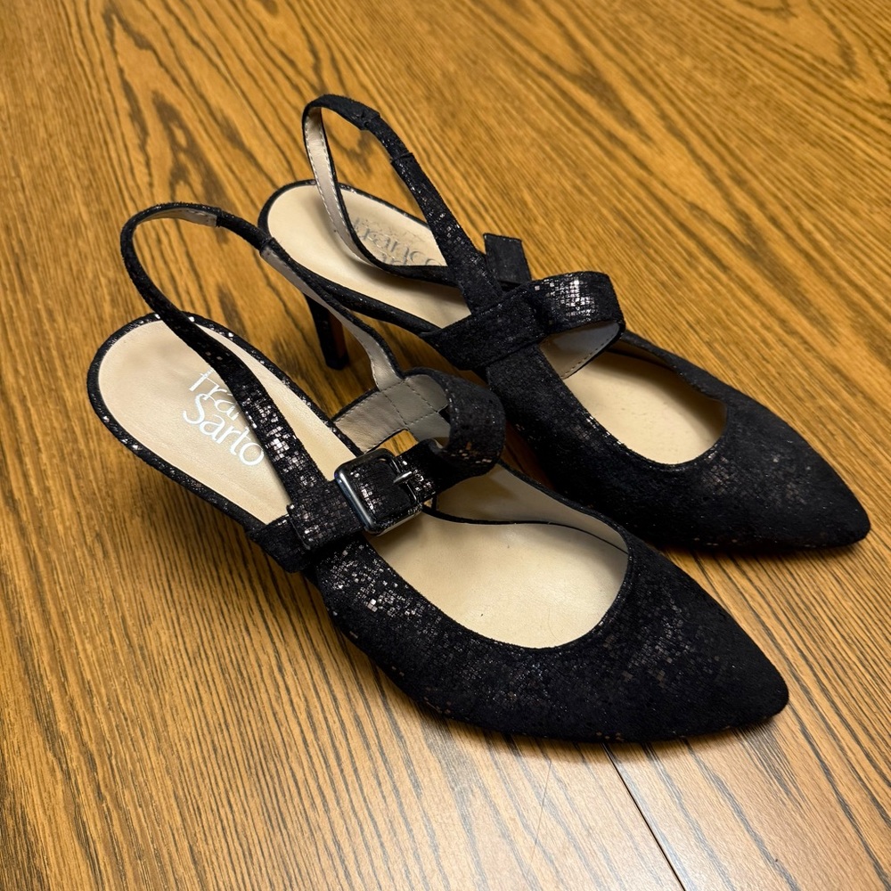 Franco Sarto Black/Copper Slingback Heels